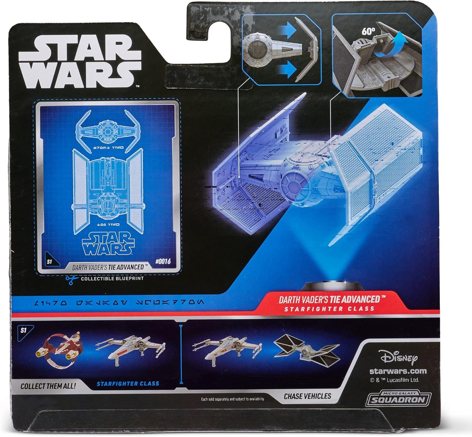 S01 #0016 Star Wars Micro Galaxy Squadron Darth Vader TIE Advanced
