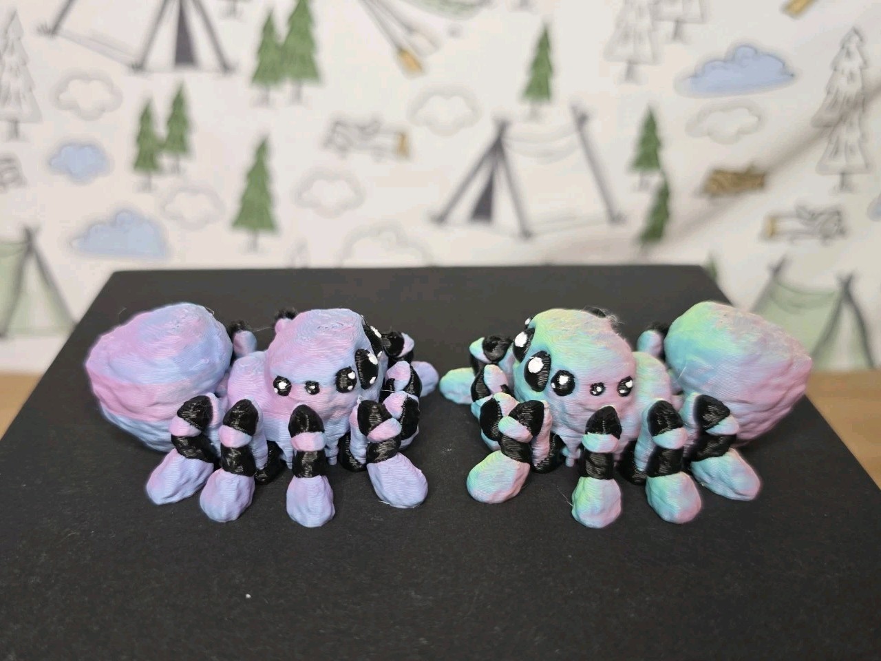 Mini Multi-Color Spider Set 3D Printed Articulated Flexi Fidget Desk Toy!