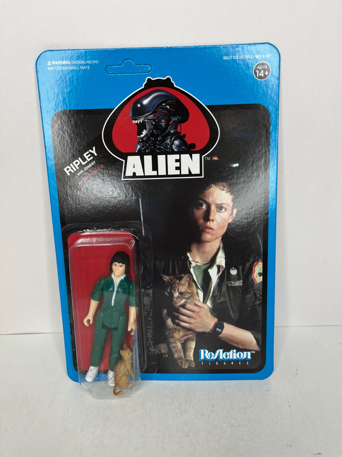 2019 SUPER7 BLUE CARD ALIEN RIPLEY W/ JONESY REACTION ACTION FIGURE NEW MOC