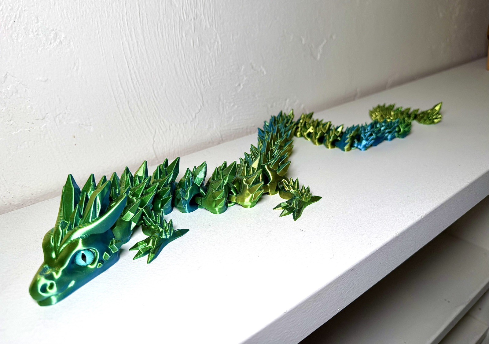 Articulated Crystal 💎 Dragon 3D Printed (24 Inches Long!) Realistic Eyes 💚💙