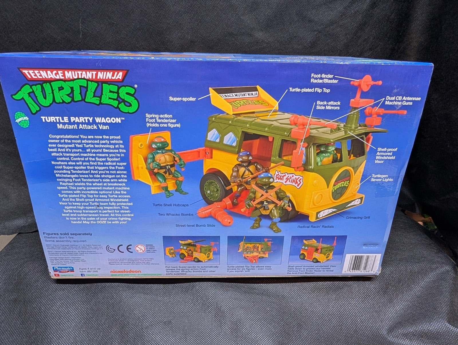TMNT Teenage Mutant Ninja Turtles 2021 Playmates Reissue Party Wagon & 4 Figure