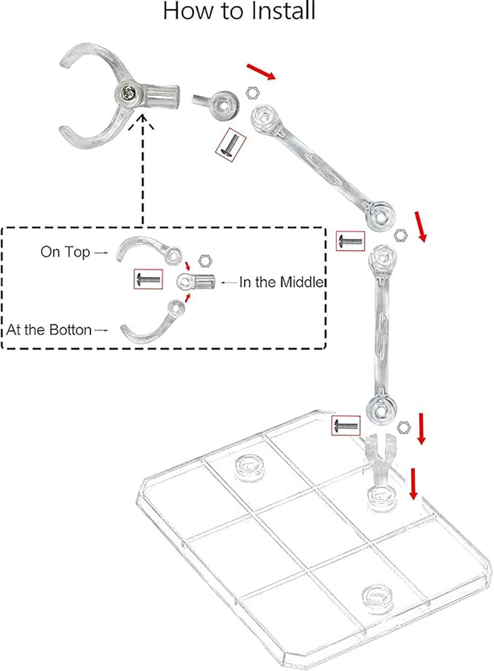 1/4/8X Adjustable Action Figure Display Holder Base Doll Model Support Stand