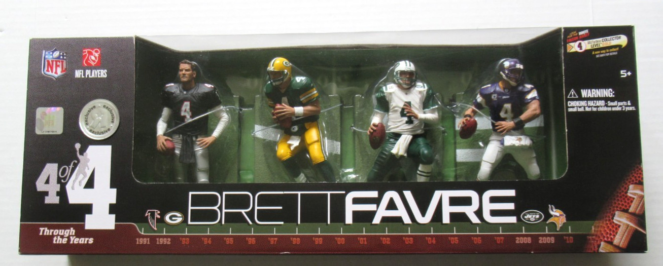 BRETT FAVRE MCFARLANE THROUGH THE YEARS TRU EXCLUSIVE 6&Prime; FIGURE 4-PACK NEW