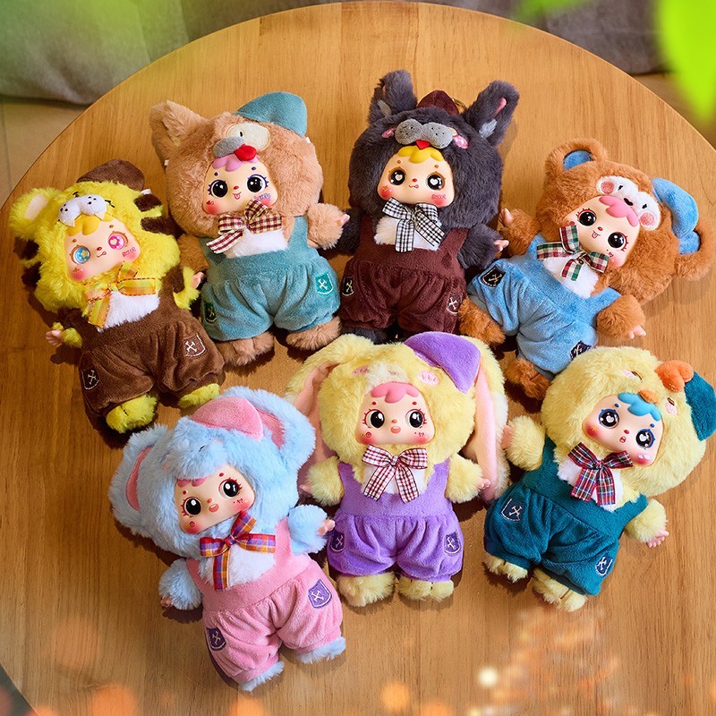 9&Prime; Large Blind Box Plush Doll Keychain US STOCK Animal Figure Overalls Toy Gift