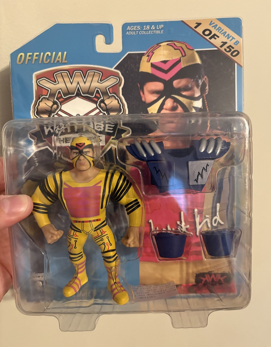 NEW VHTF KWK Kayfabe Heroes KOMET KID YELLOW Variant B 1/150 BLUE CARD Retro!!