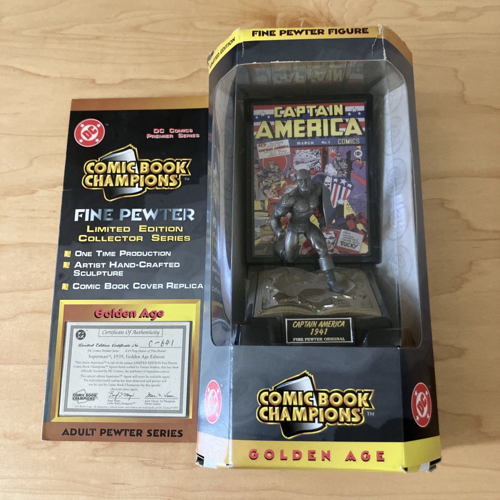 Marvel Comic Book Champions Captain America Limited Edition Pewter.