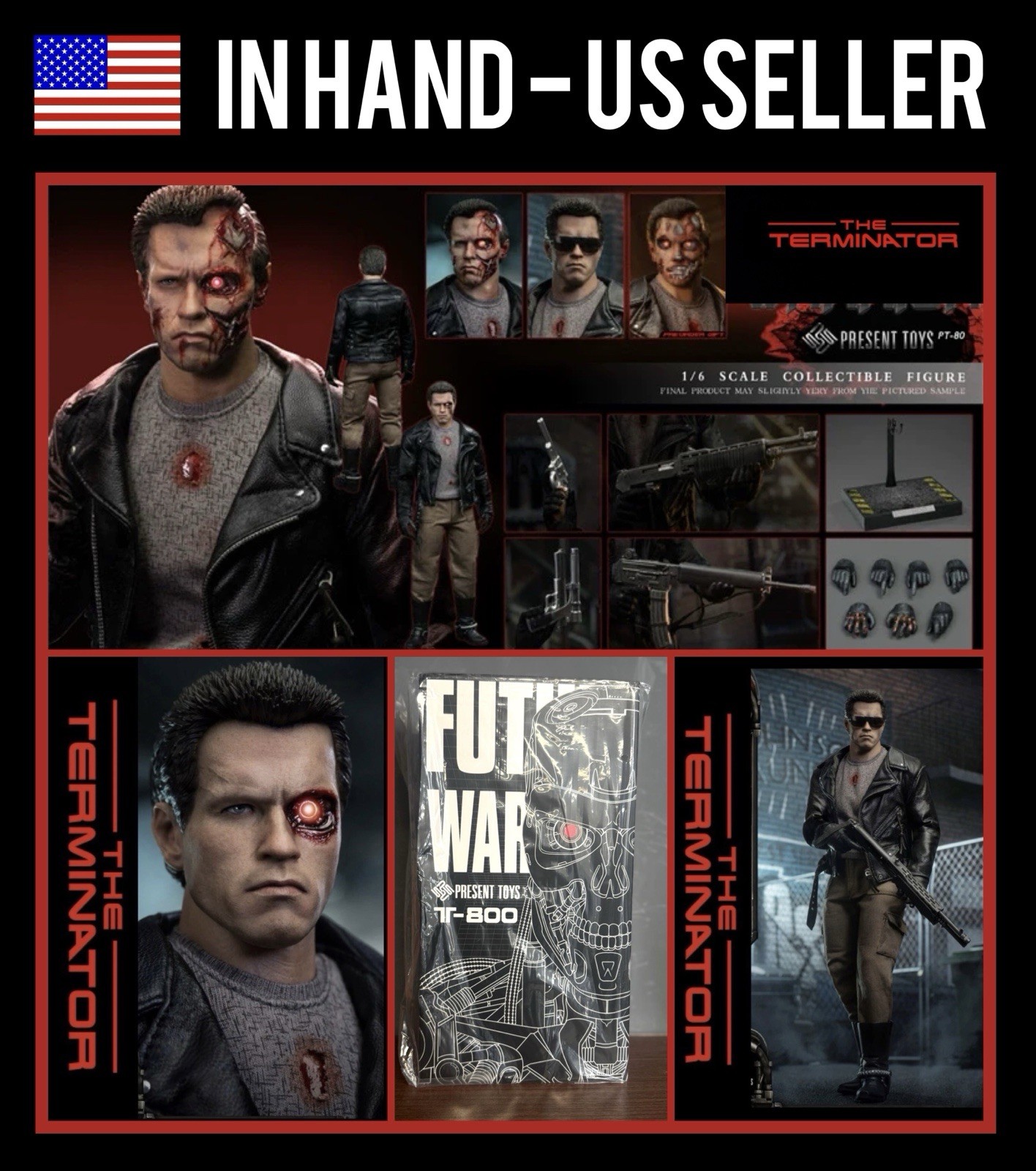 1/6 Terminator Future Warrior T800 PRESENT TOYS PT-SP80 MMS HOT – US SELLER