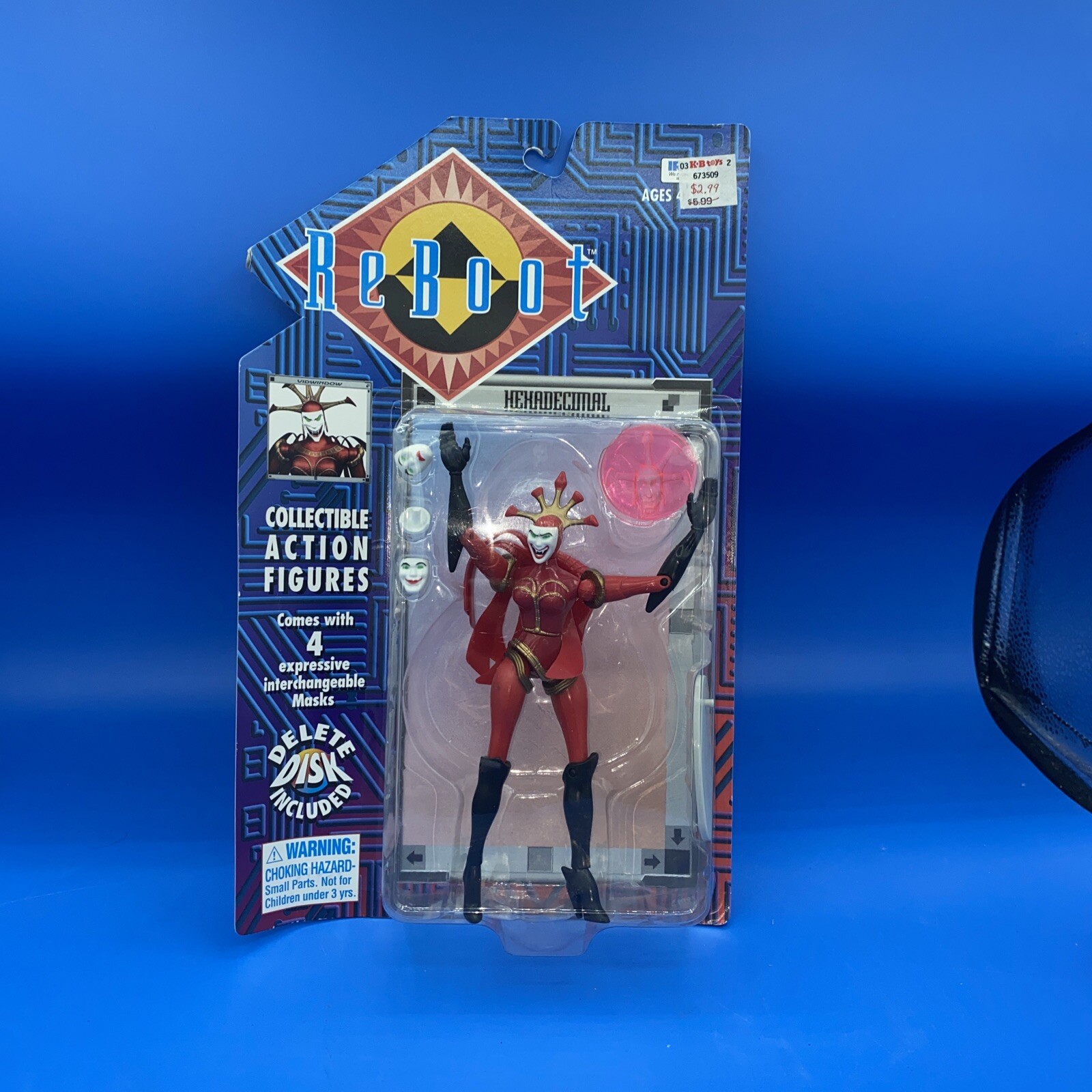 Irwin Toys REBOOT HEXADECIMAL ACTION FIGURE with 4 MASKS Vintage 1995