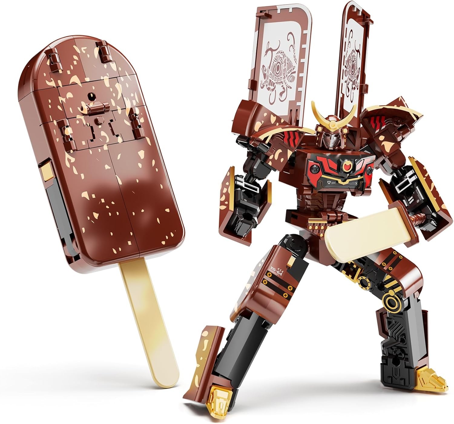Ice Cream Transforming Toy, 2 in 1 Popsicle Transform into Robot Action Figure,