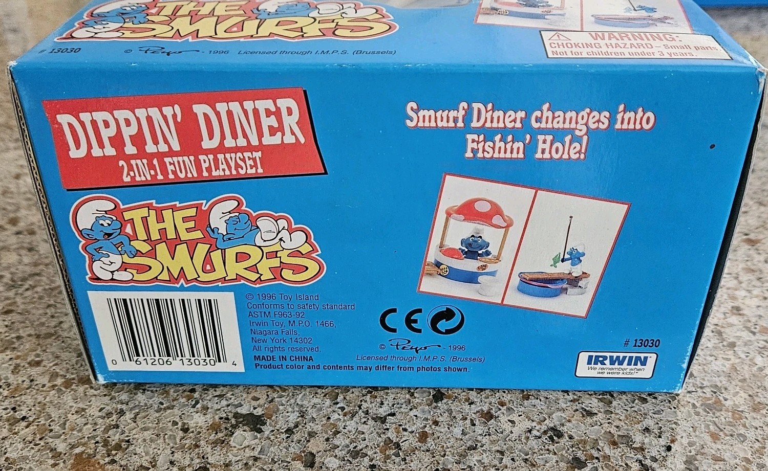 NRFB NEW Irwin Peyo Smurfs Dippin&rsquo; Diner 2-In-1 Fun Playset Smurf Diner VTG 1996