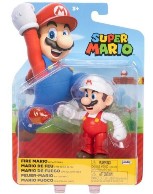NEW Jakks Pacific 42449 World of Nintendo 4in FIRE MARIO w/ FIRE BALL super bros
