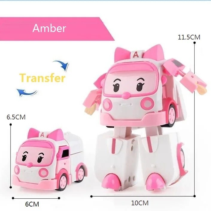 6Pcs Robocars Transformatie Robot Anime Action Figure Cartoon Toy ABS Plastic