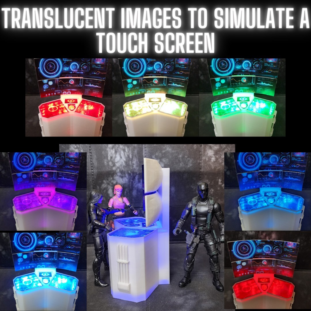 1 SCI FI COMPUTER STATION With LED Light, For 1:12 Scale Figures, Custom Design