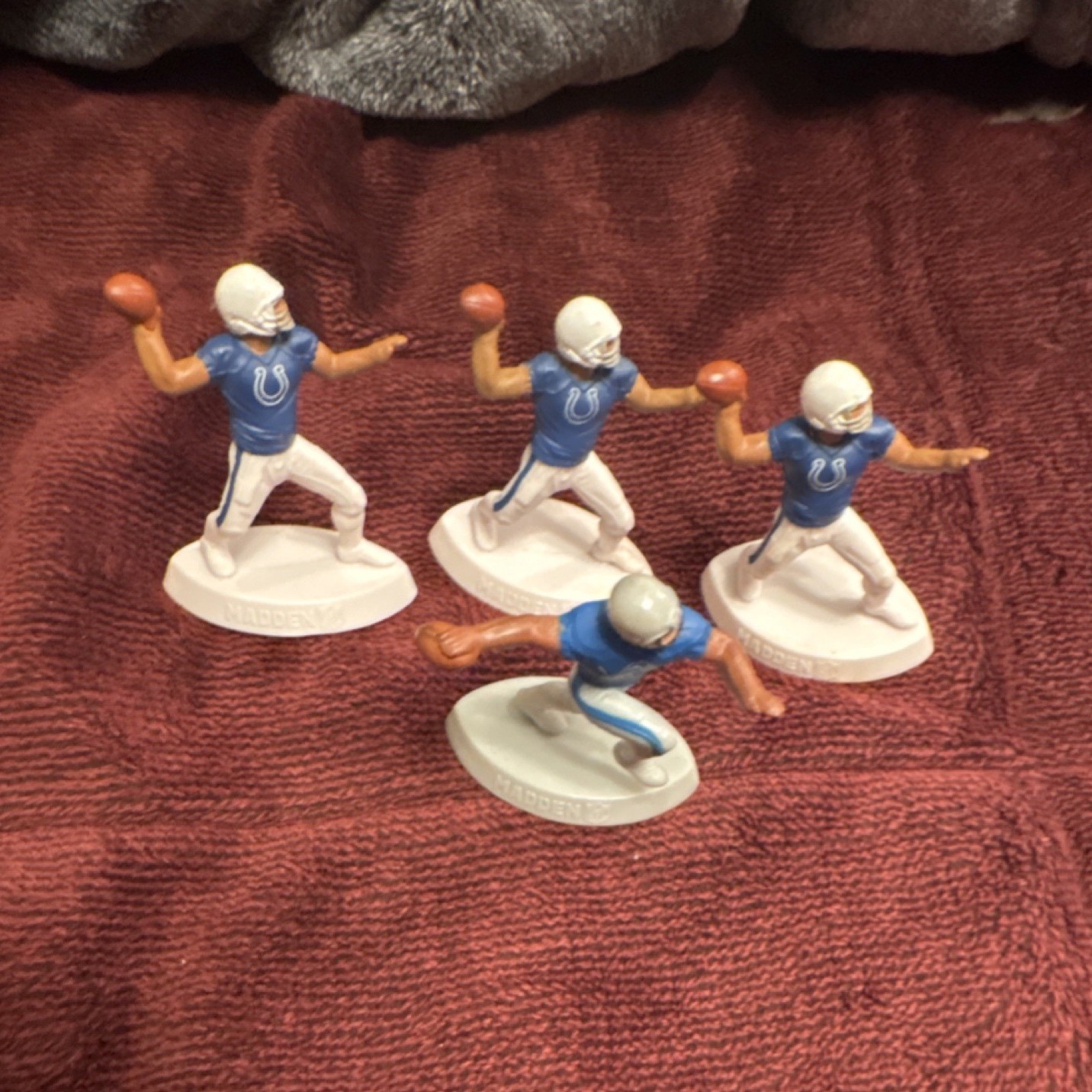 Indianapolis Colts Football Player Figurine Set Blue Plastic Sports Less Than 5&Prime;