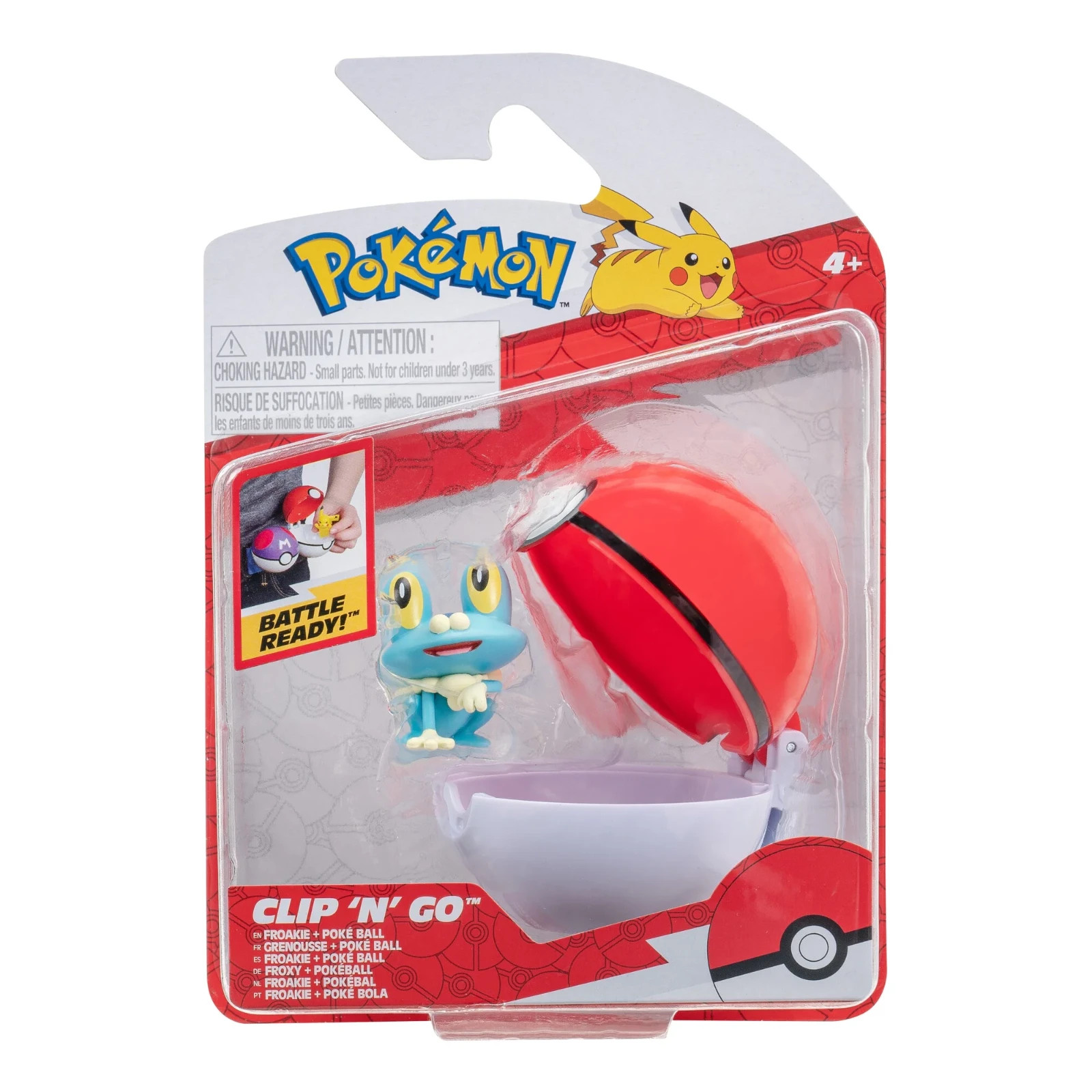 Pokemon Clip &lsquo;N Go Froakie With Classic Poke Ball Collectible Figure Set