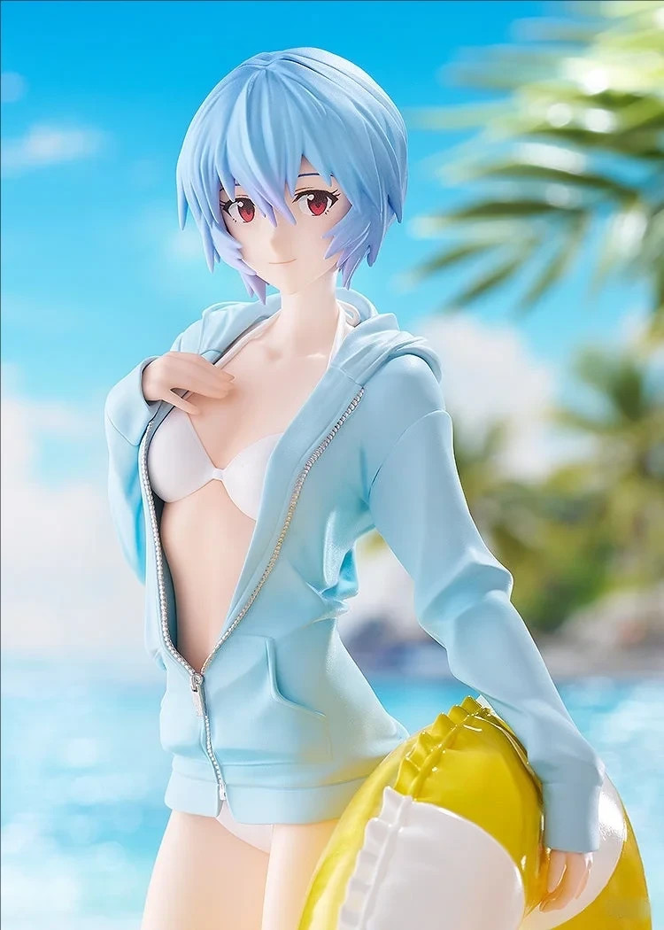Original 22Cm BEACH QUEENS Rei Ayanami L Size Action Figure EVA Toys For Kids Gi