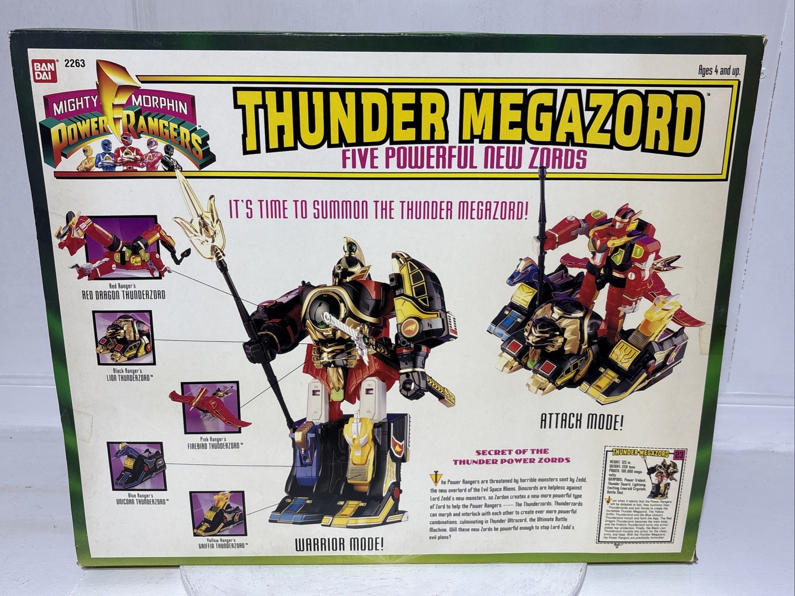 Mighty Morphin Power Rangers Thunder Megazord, UNUSED NEW in Open Box 1994