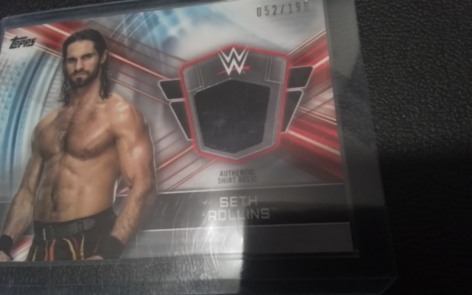 WWE Seth Rollins Mattel Ninja Turtle Figure Topps Worn Shirt Relic #52 of 199!