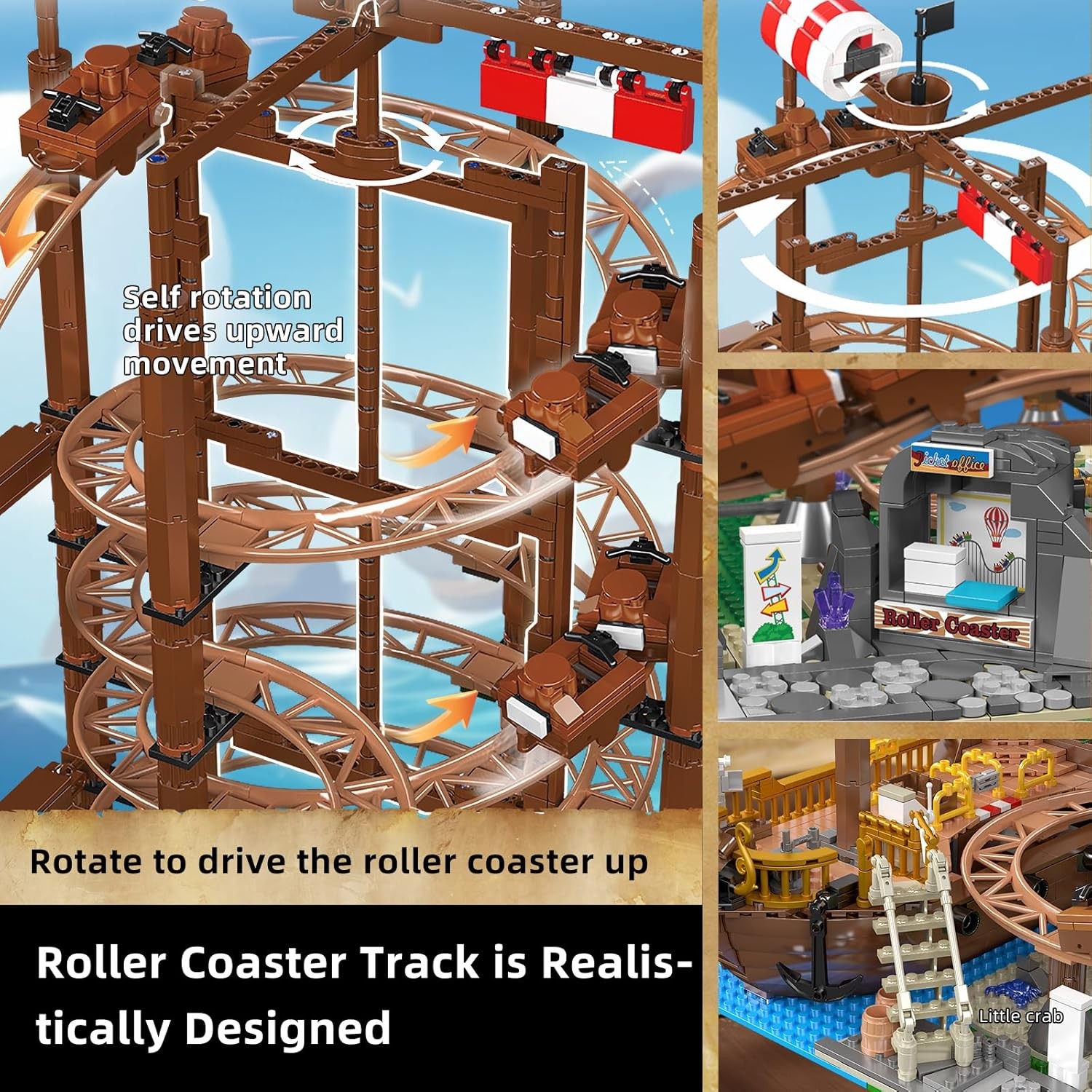Mould King 11013 Roller Coaster Amusement Park Building Set, Fairground 11013