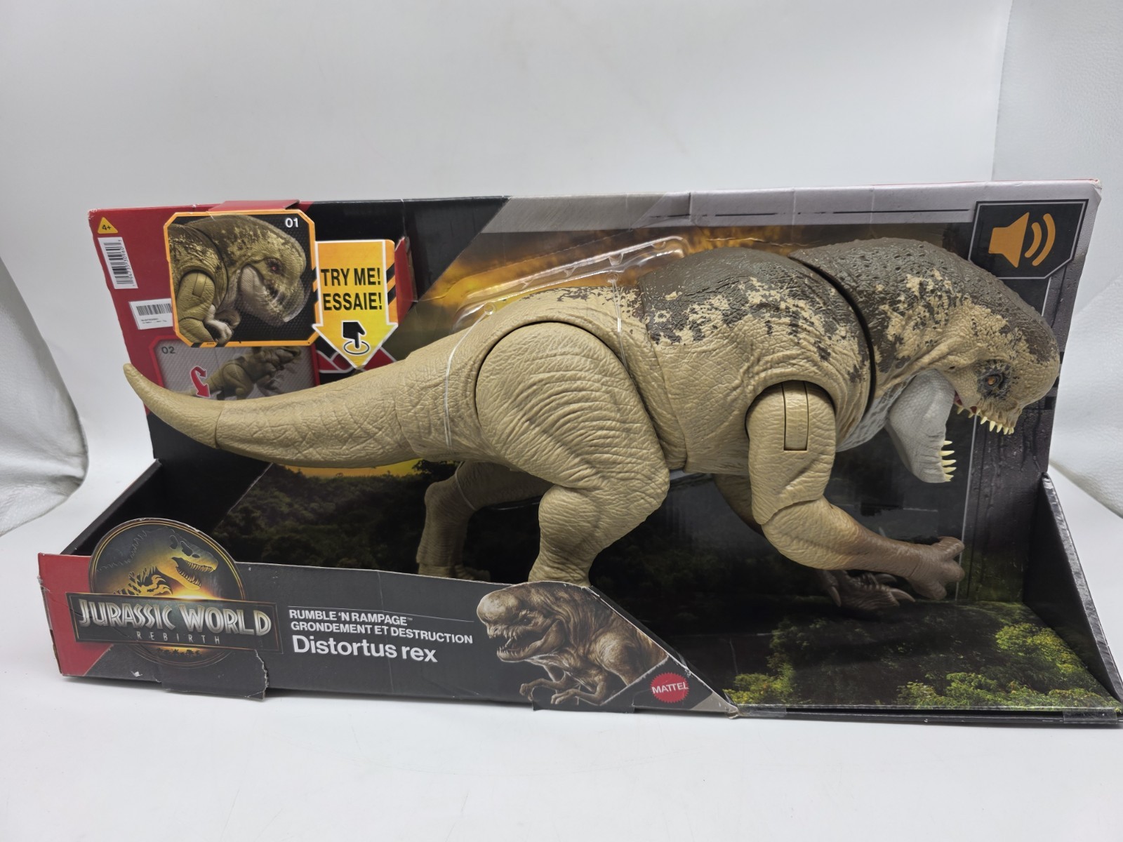 NEW mattel JURASSIC WORLD REBIRTH action figure • rumble n rampage DISTORTUS REX