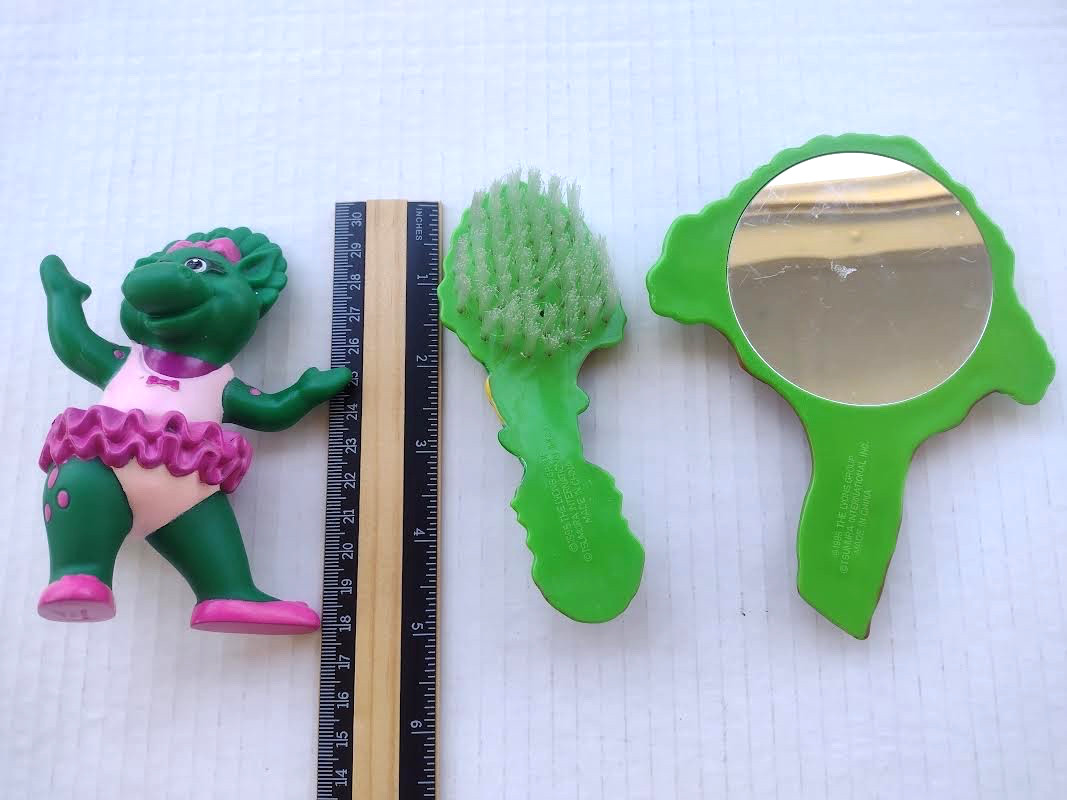 Vtg Barney and Friends Lot Baby Bop Figure- Hair brush and Mirror Lyons Group