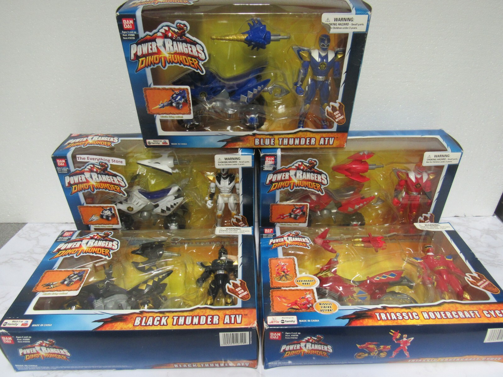 POWER RANGERS DINOTHUNDER SET OF 5 POWER RANGERS WITH ATV VERY RARE NEW IN BOX
