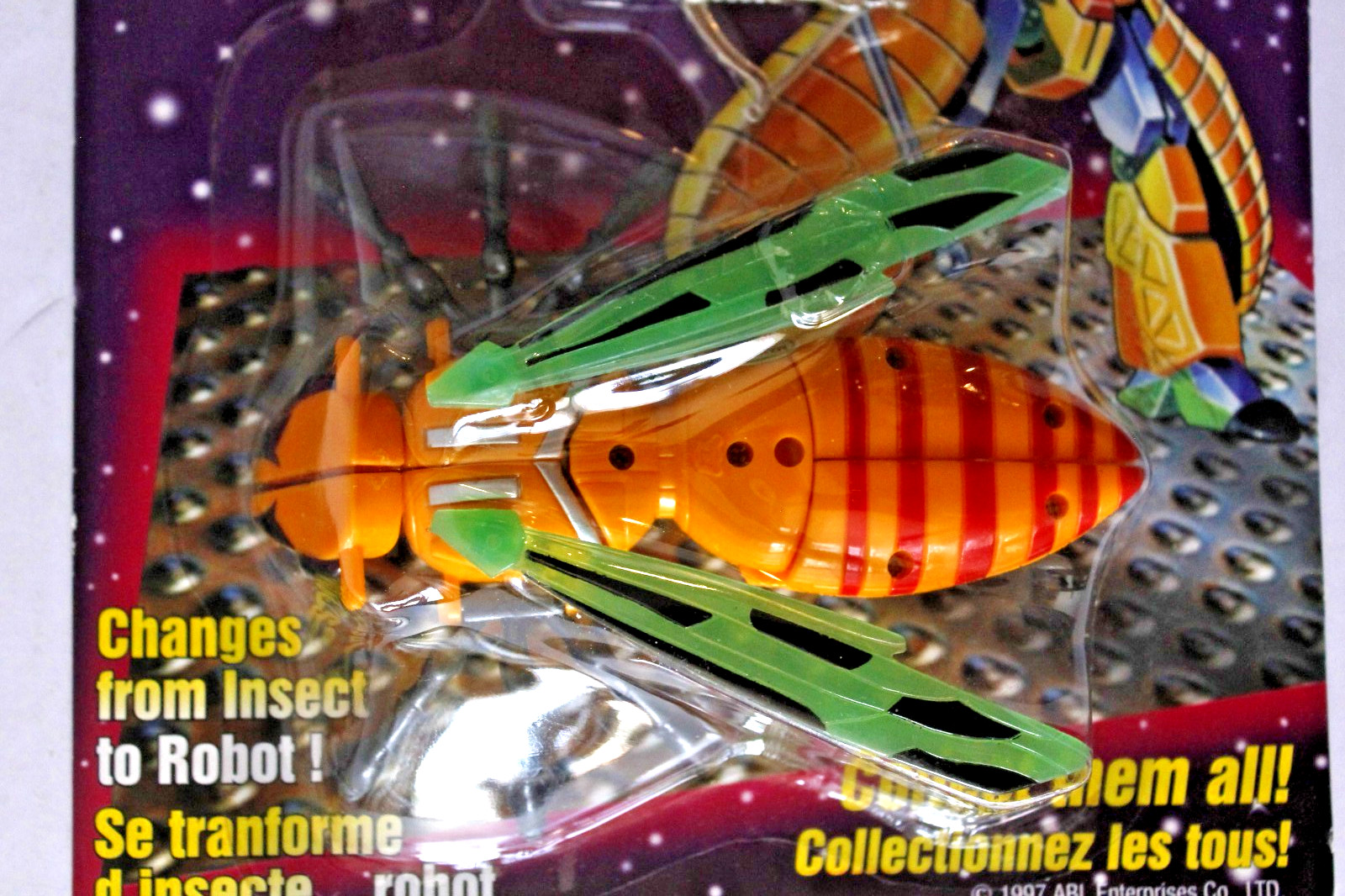 1997 INSECT 2 SIDES « BEE-BOT » TRANSFORMS INSECT TO ROBOT NEW ON CARD