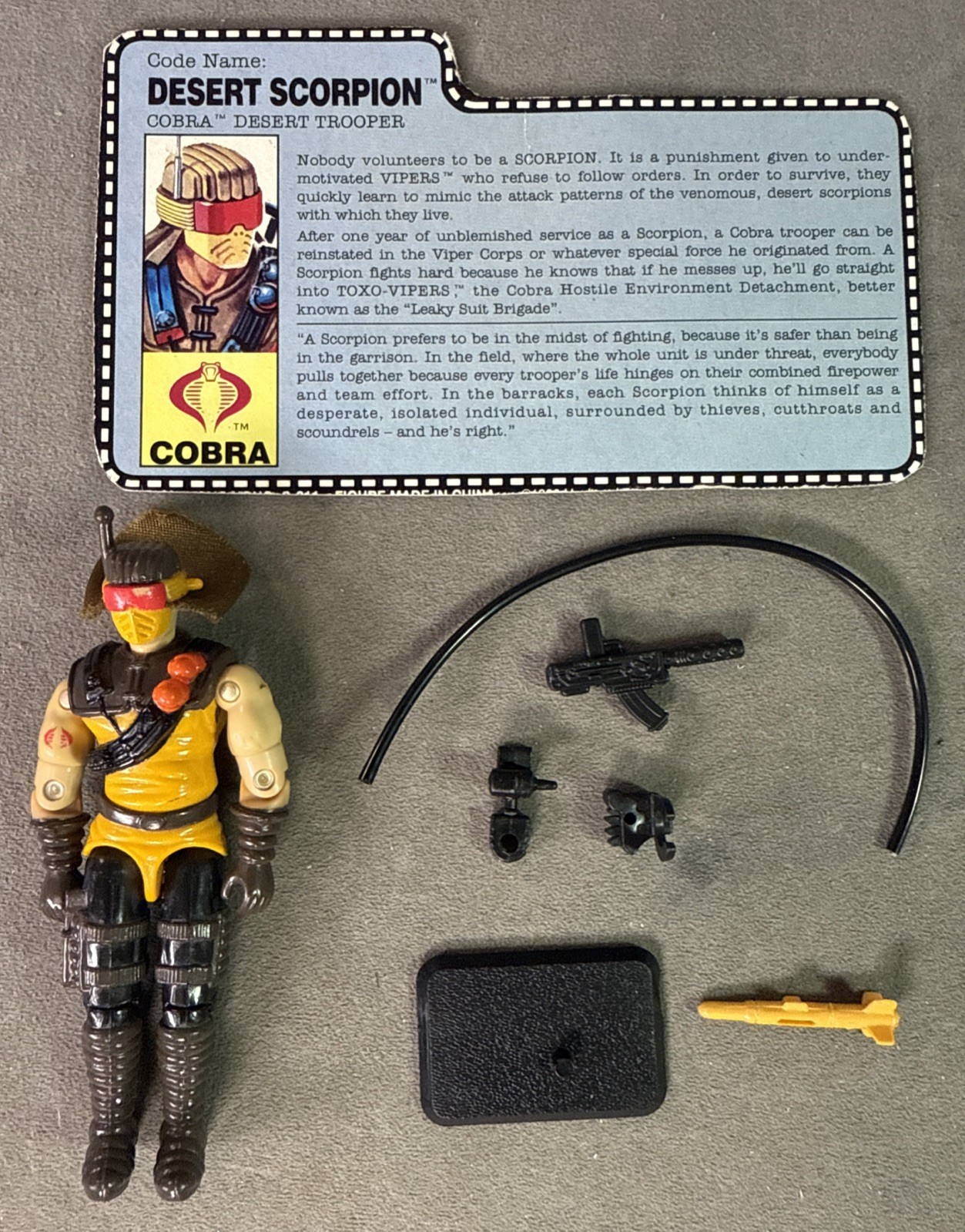 Desert Scorpion V1 Incomplete G.I. Joe 1991 Hasbro Vintage Figure W/ File Card