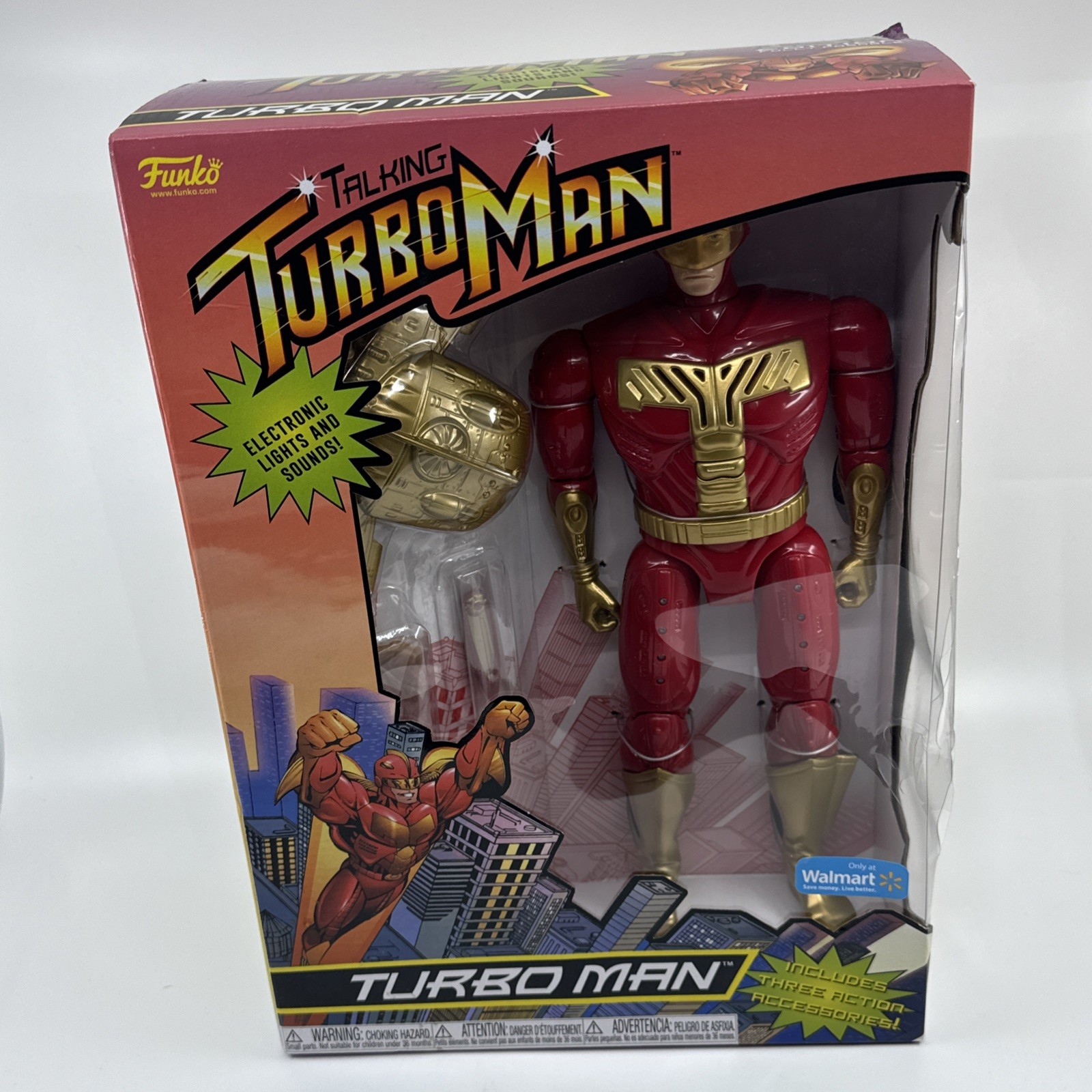 Funko Talking Turbo Man Jingle All The Way Action Figure- slightly damaged box