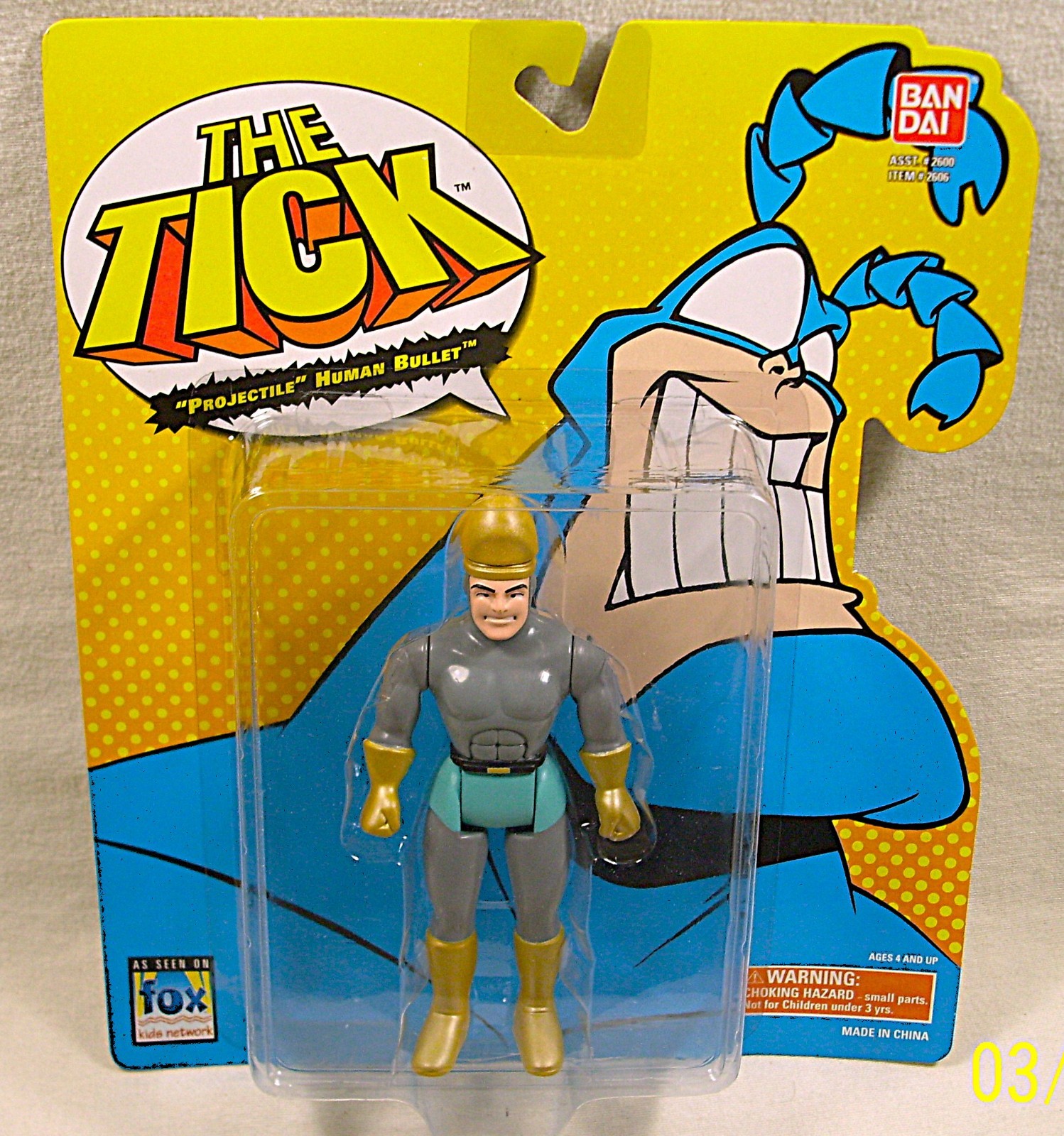 Vintage ☆ 1994 ☆The Tick ☆ Bandai ☆ PROJECTILE HUMAN BULLET ☆ 6&Prime; Action Figure