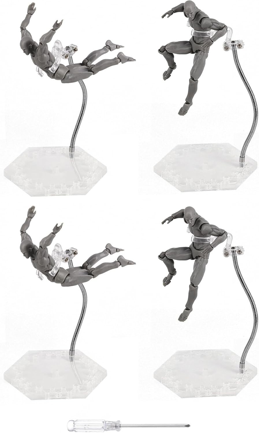 4-Piece Action Figure Flight Stands with Flexible Arms – Easy Assembly Included