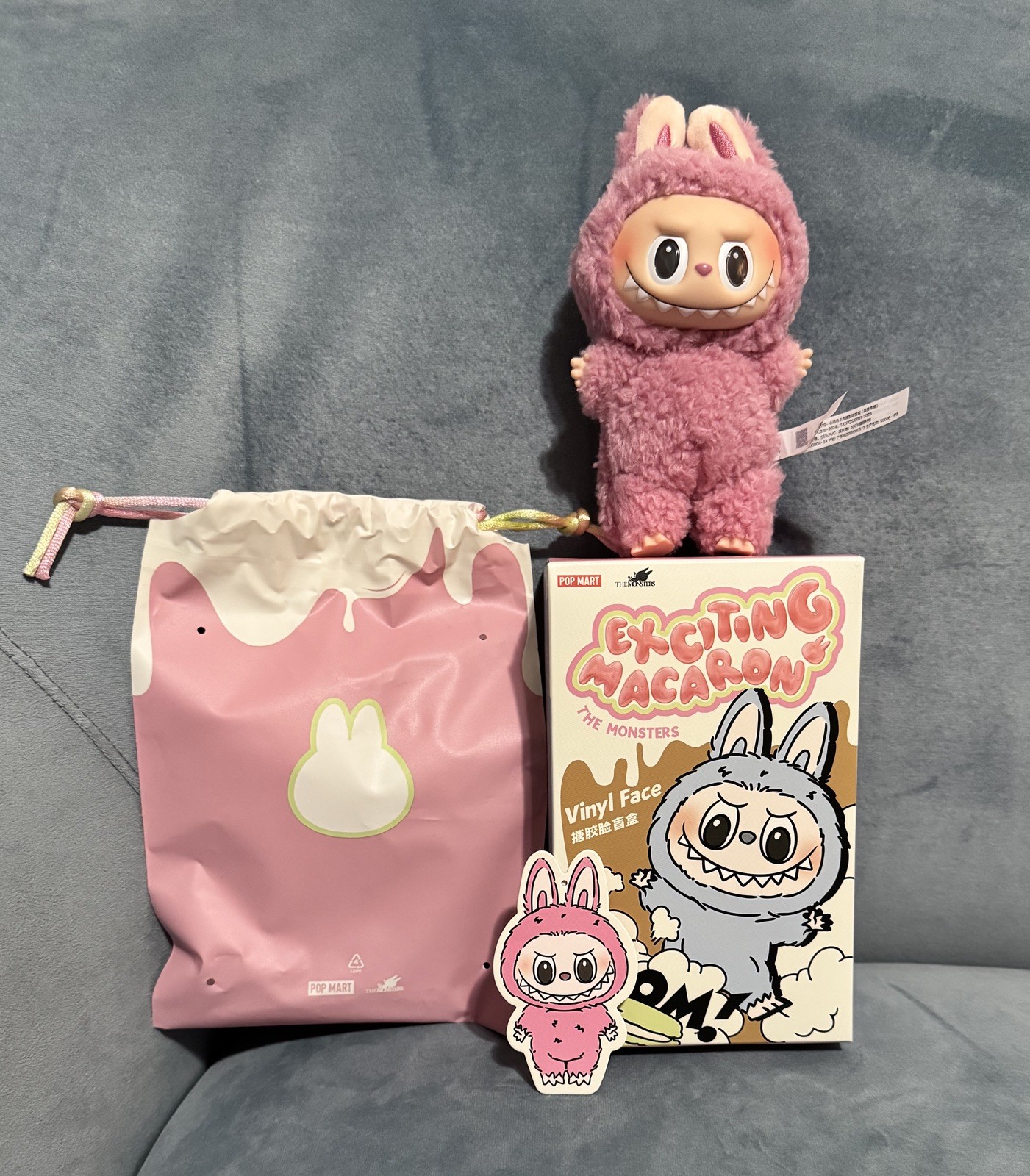 Authentic POP MART Labubu Exciting Macaron Vinyl Plush Opened Box – Lychee Berry