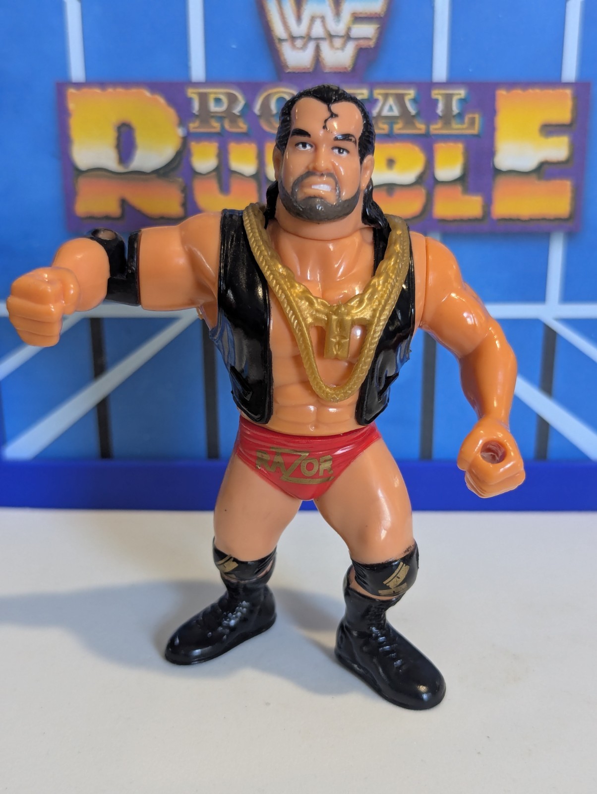 WWF Hasbro Razor Ramon – WWE Mattel Vintage Titan Sports – w Chain Mint