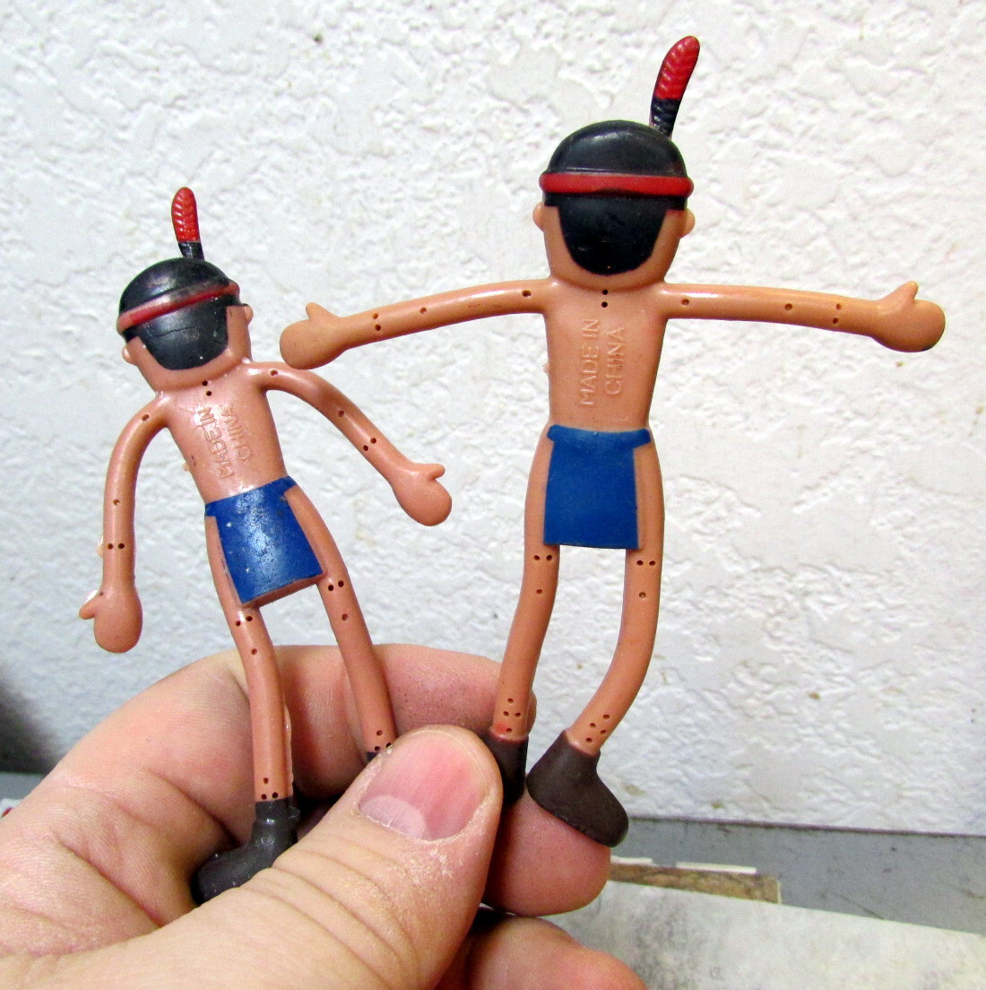 plastic bendable 4 inch figures, 4 Native Americans 1 Cowboy, fun toys for kids