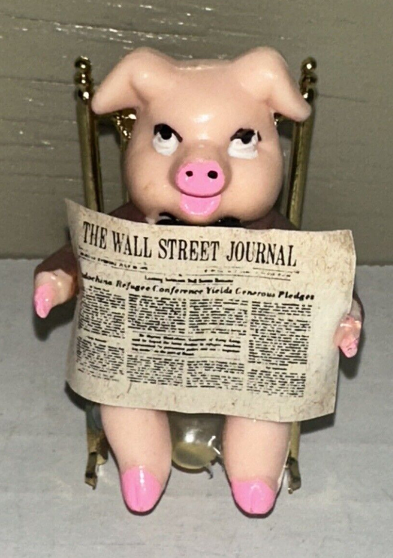 The Boss Pig In Suit On Hard Plastic Mini Action Figure Wall Street Journal NOS