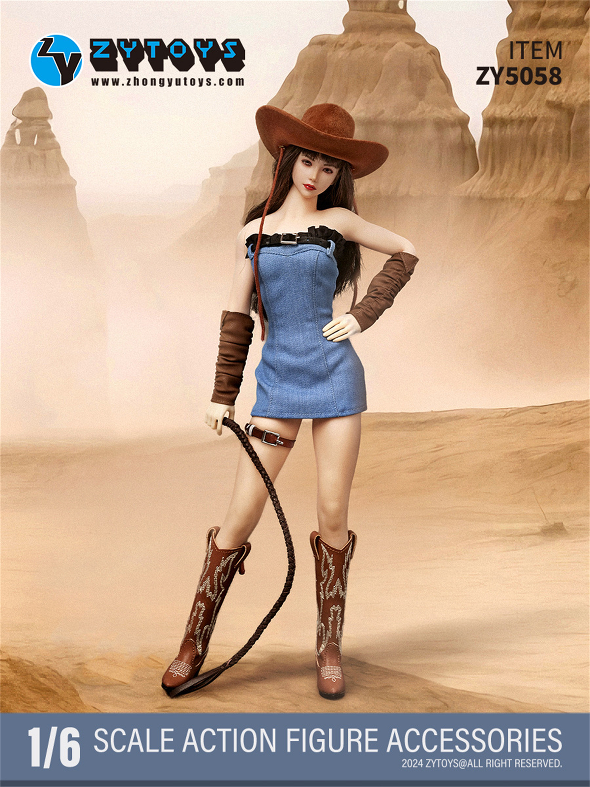 ZYTOYS ZY5058 1/6 Cowgirl Denim Dress Slim Clothing Suit No Weapon Model