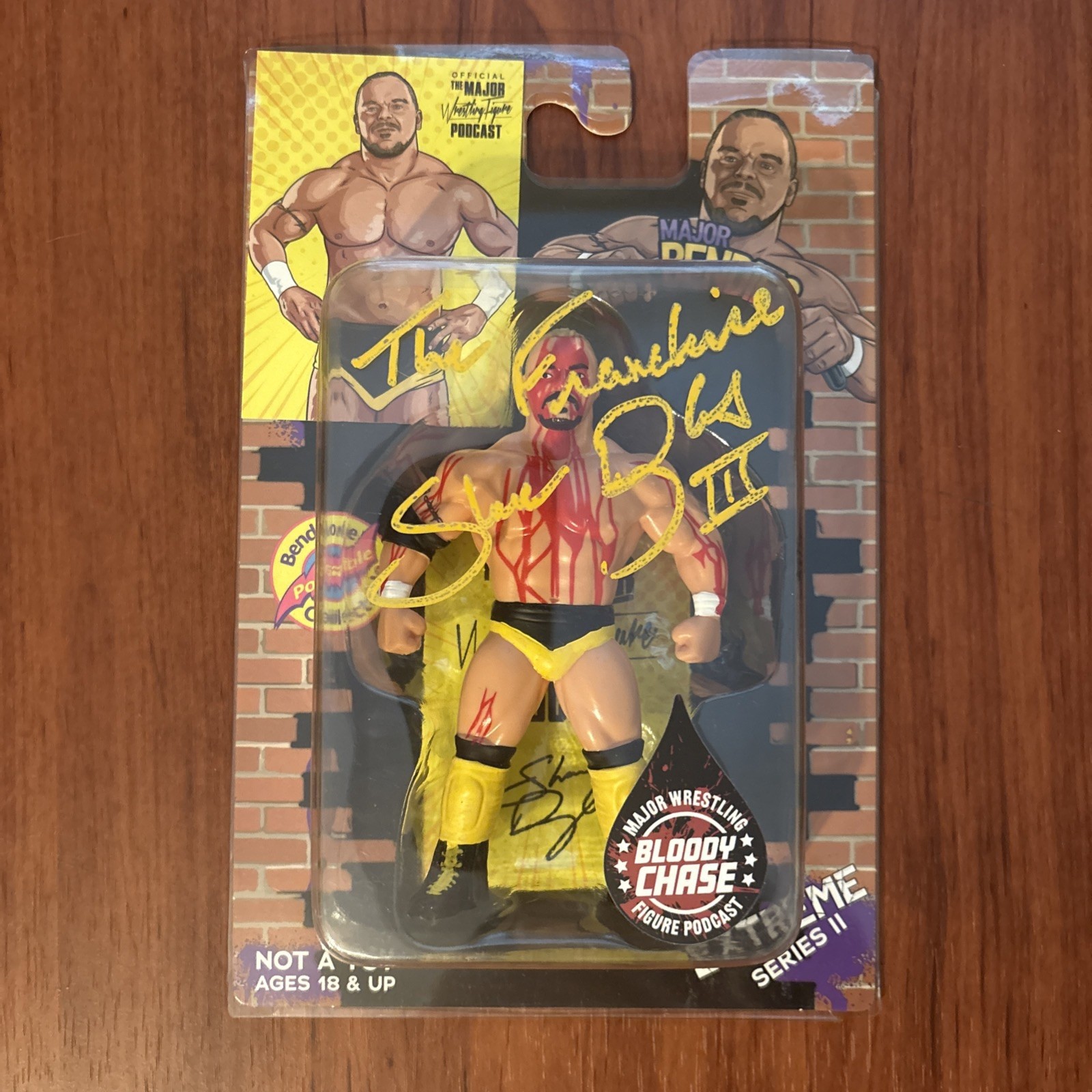 Shane Douglas Major Bendies Extreme Series 2 Bloody Chase Signed Figure W/ Card