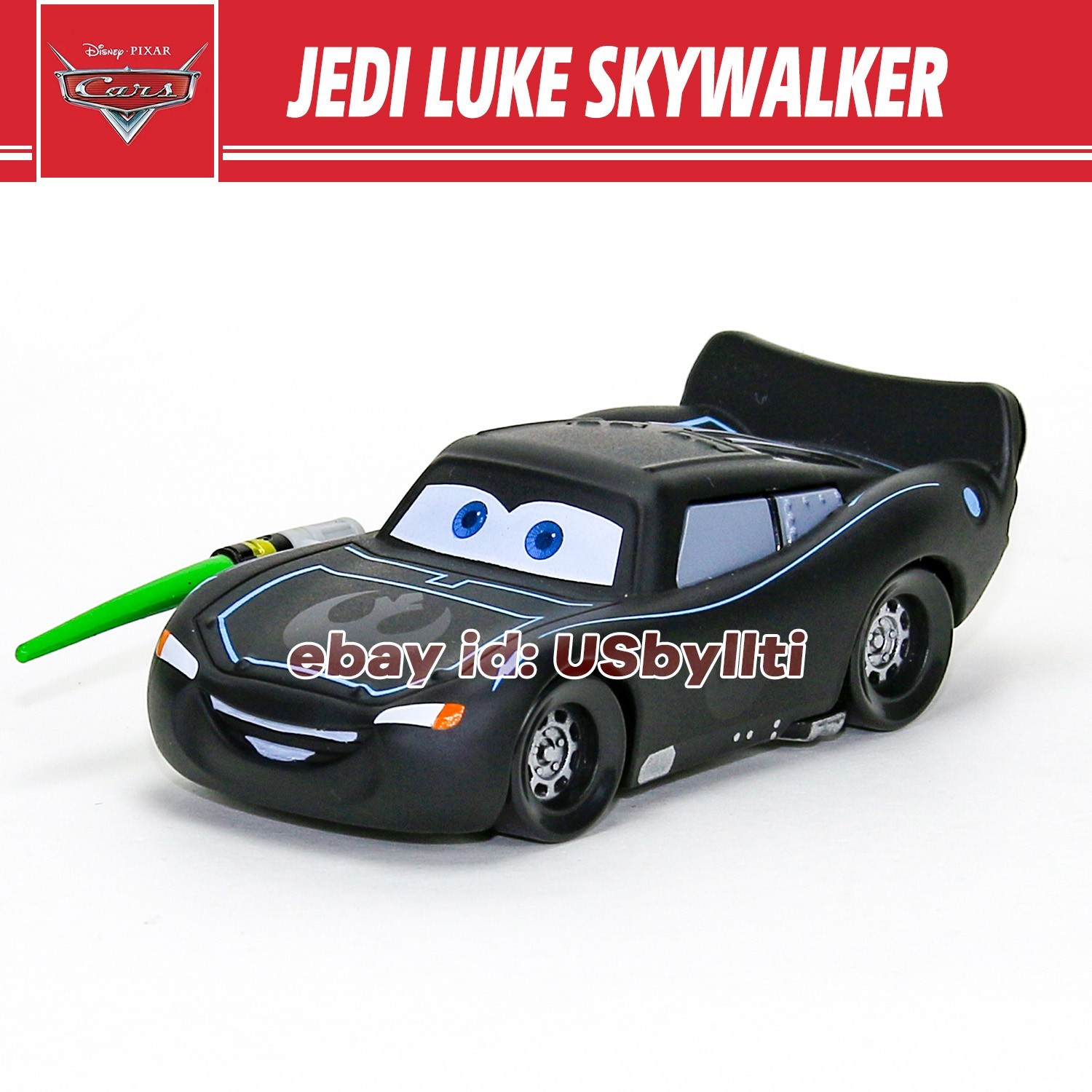 Disney Pixar Cars Toon Lightning McQueen as Jedi Luke Diecast 1:55 Metal Car Toy