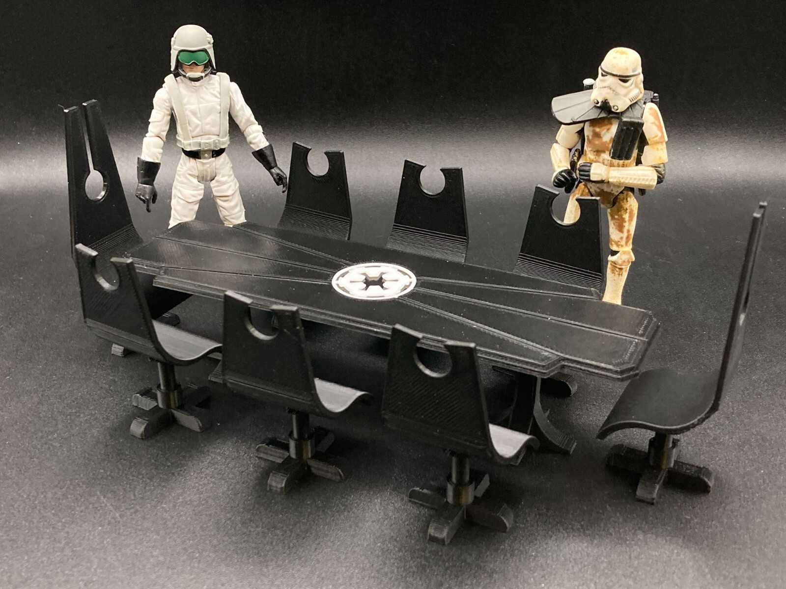 CUSTOM STAR WARS IMPERIAL TABLE 8 CHAIRS for 3.75&Prime; figure DISPLAY DIORAMA (B78)