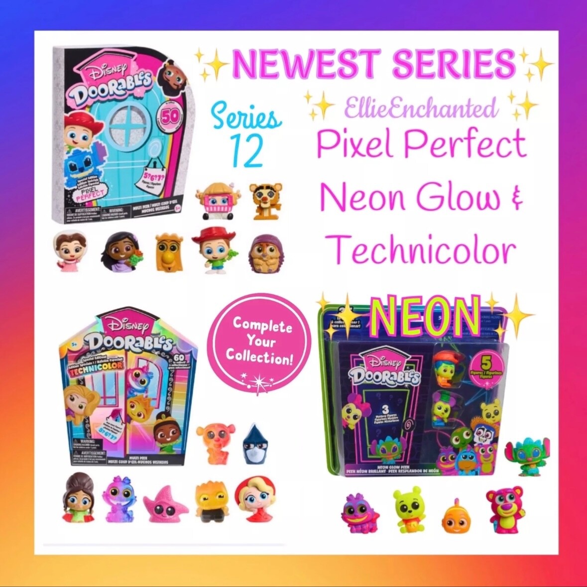 YOU PICK! Disney Doorables Series 11, 12 Pixel Perfect, Neon FLAT RATE SHIPPING!