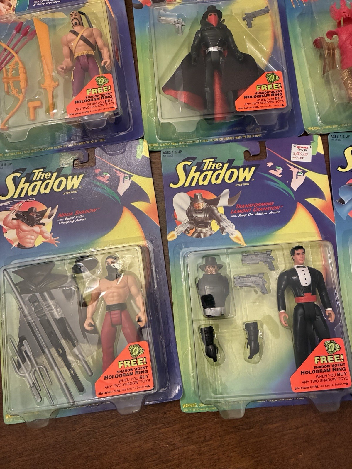 6 Different Unopened 1994 Kenner The Shadow Action Figures Ninja, Lightning Draw