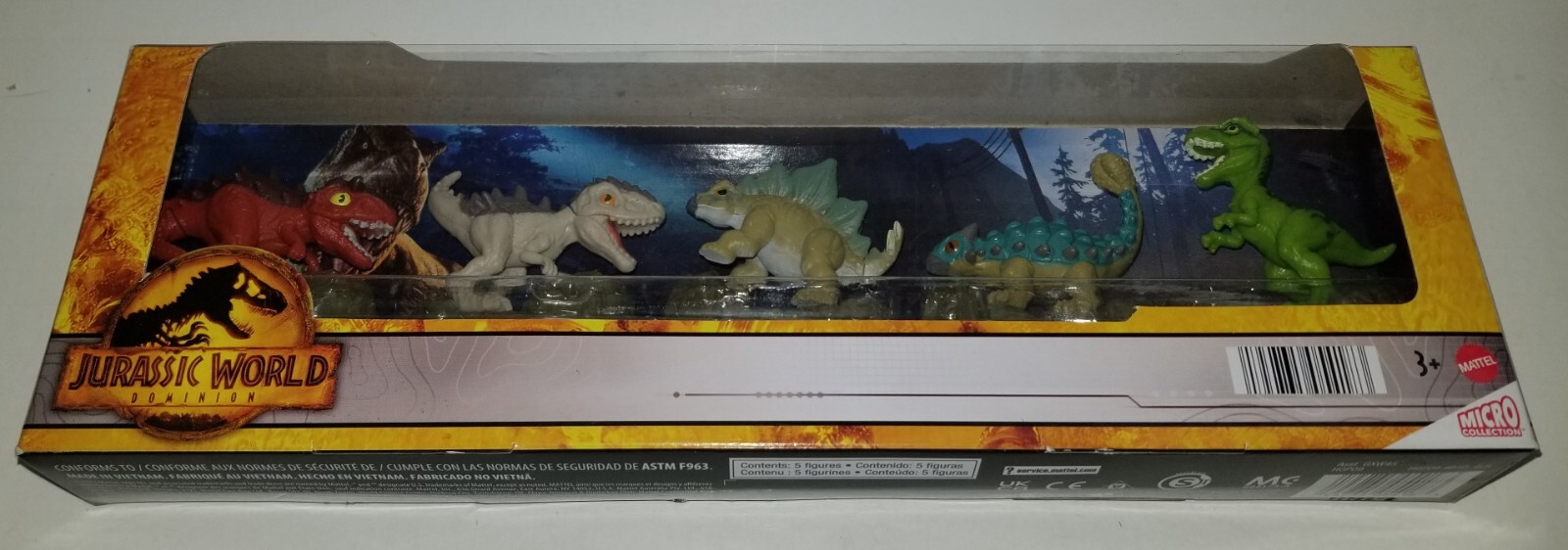 Jurassic World Dominion Micro Collection, Mattel 5 Dinosaur Figure Collection