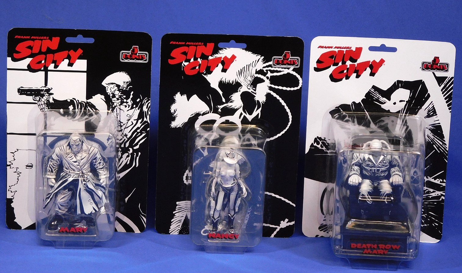 SIN CITY 5 POINTS SET OF 3 — MARV, NANCY, DEATH ROW MARV MEZCO EXCLUSIVE SDCC