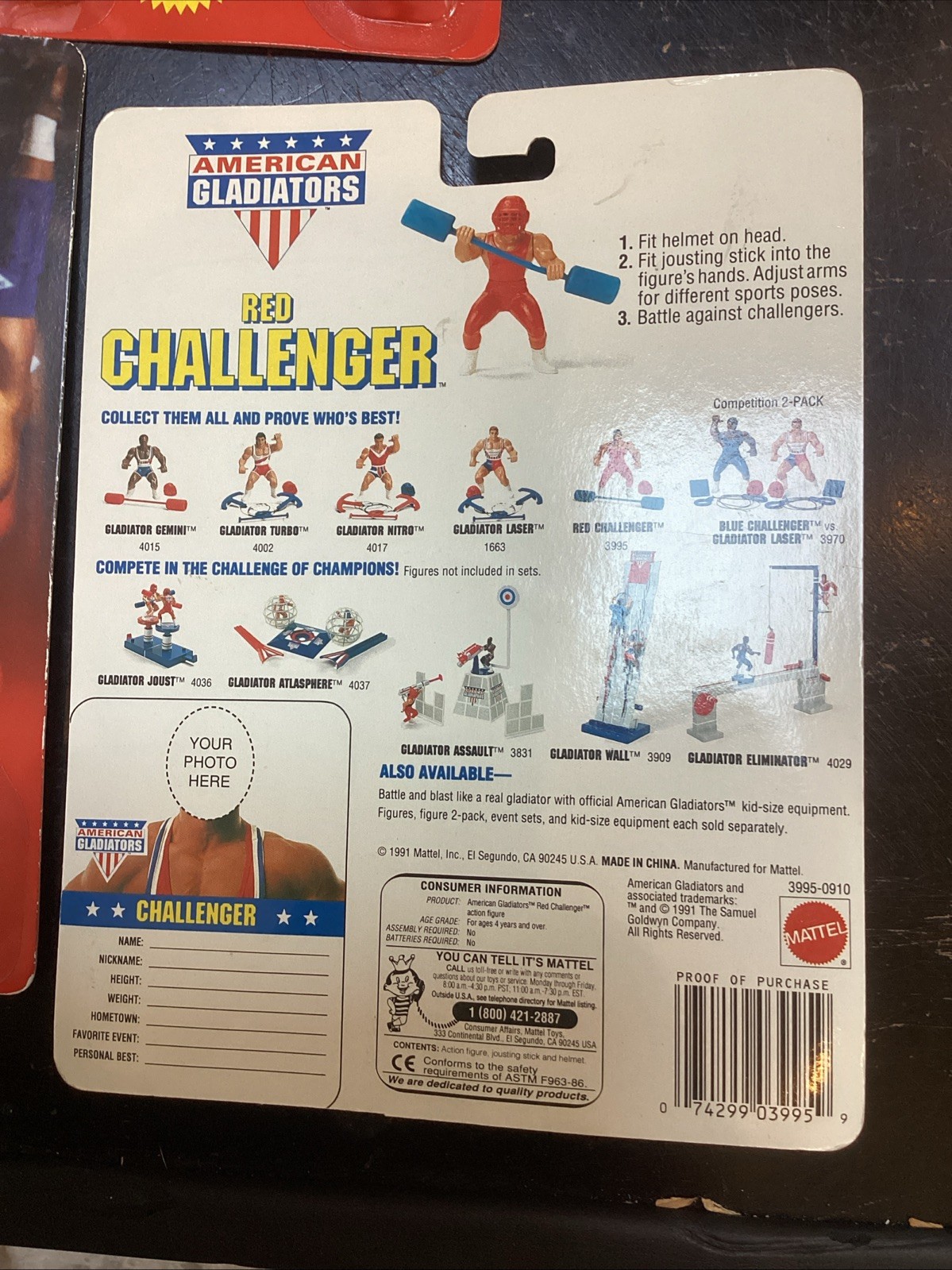 Lot 3 Laser Nitro Red Challenger American Gladiators Action Figure 1991 Mattel