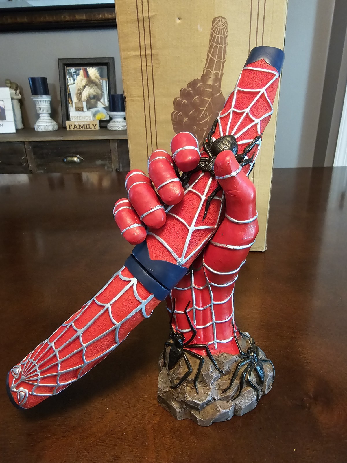 Rare Spider&rsquo;s Fury Spiderman 7” Fixed blade knife Hand Bust Stand Hand Painted
