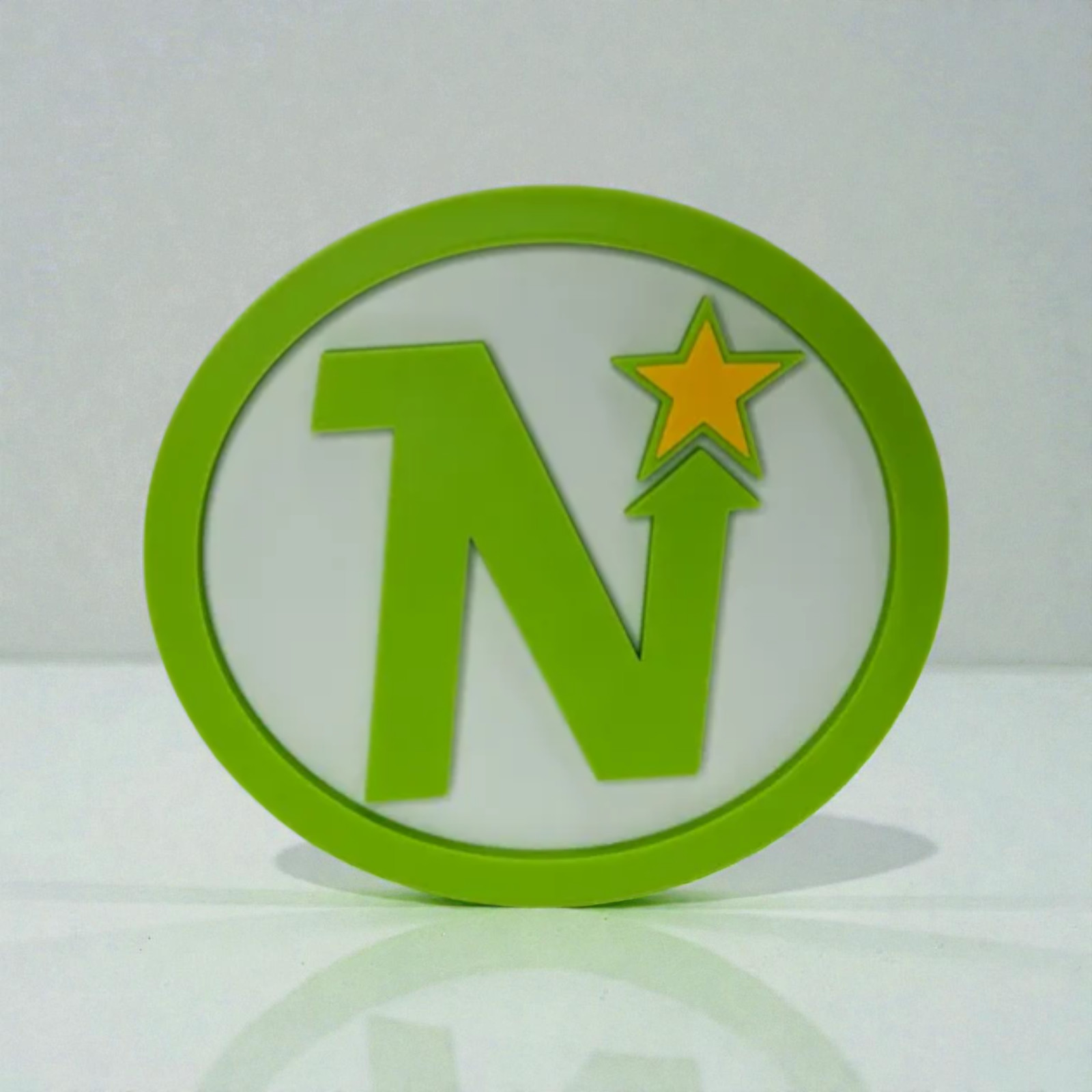 Custom 3D Printed Green Logo with Star – Modern Design 3D Printed Logo