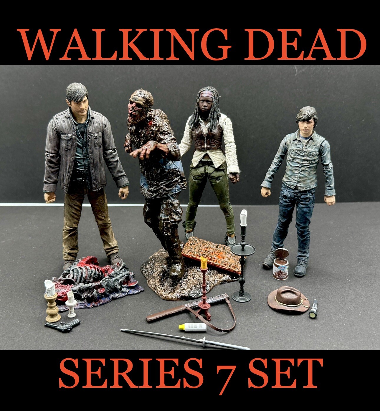 McFarlane Walking Dead Series 7 Set Of 4 Loose Complete Michonne Carl Gareth Mud