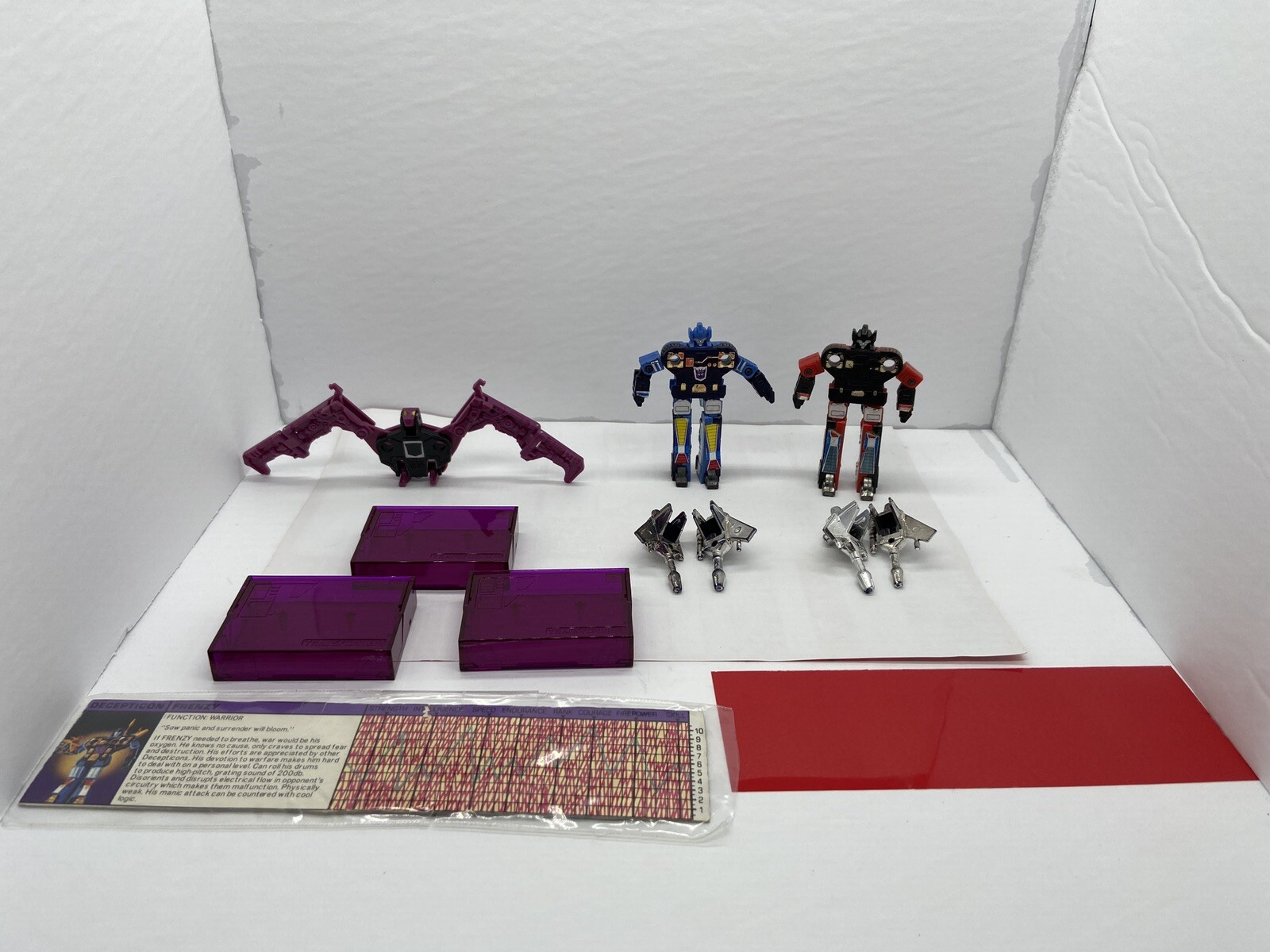 Transformers G1 Ratbat, Frenzy & Rumble Cassette Cases & Tech Spec Lot