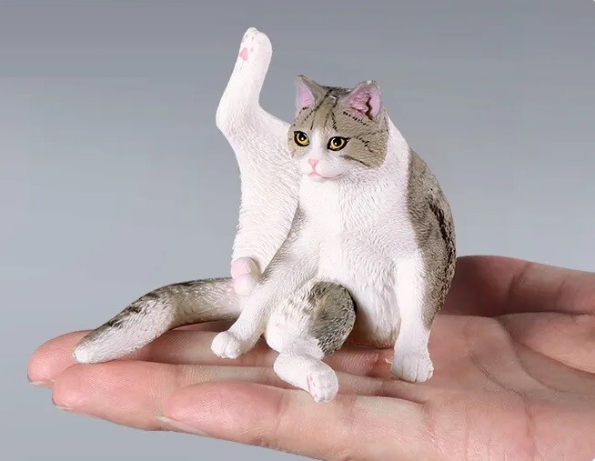 Foot Lifting Grey Cat Animal Toy PVC Action Figure Doll Kids Toys Party Gifts