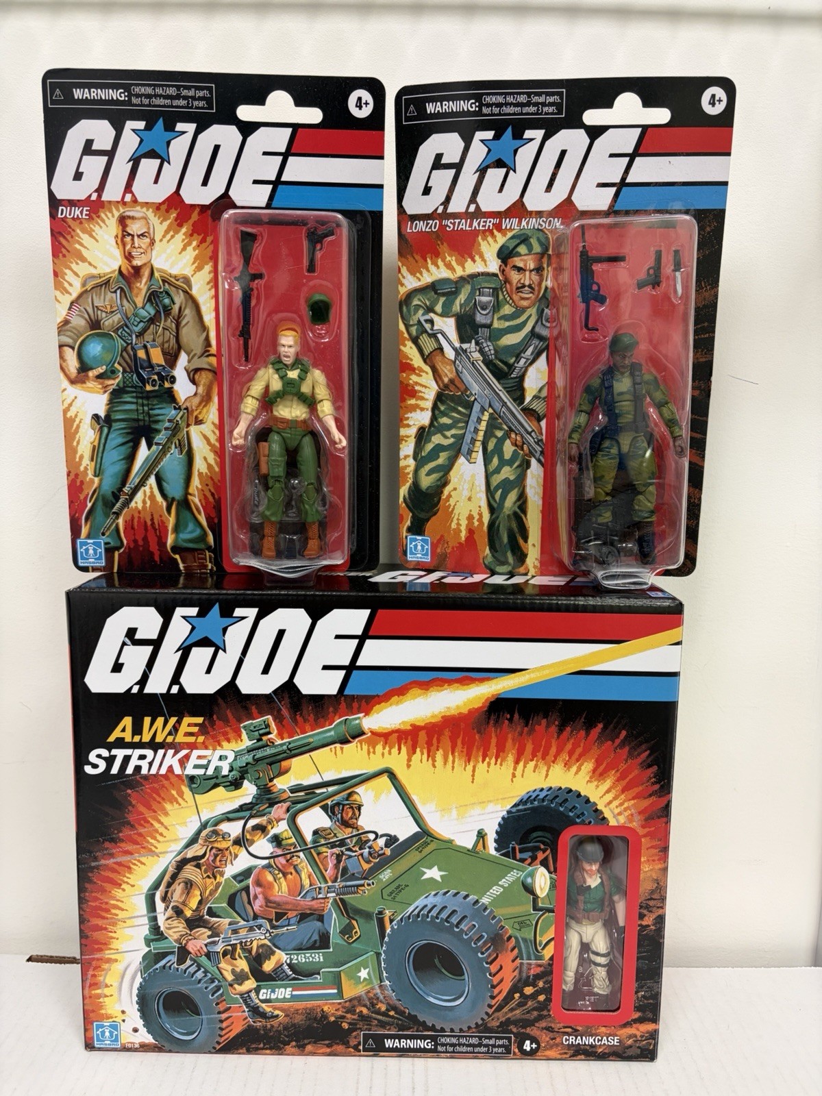 GI Joe Lot: Retro AWE Striker w/ Crankcase, Duke, Stalker, Walmart Exclusive,NEW